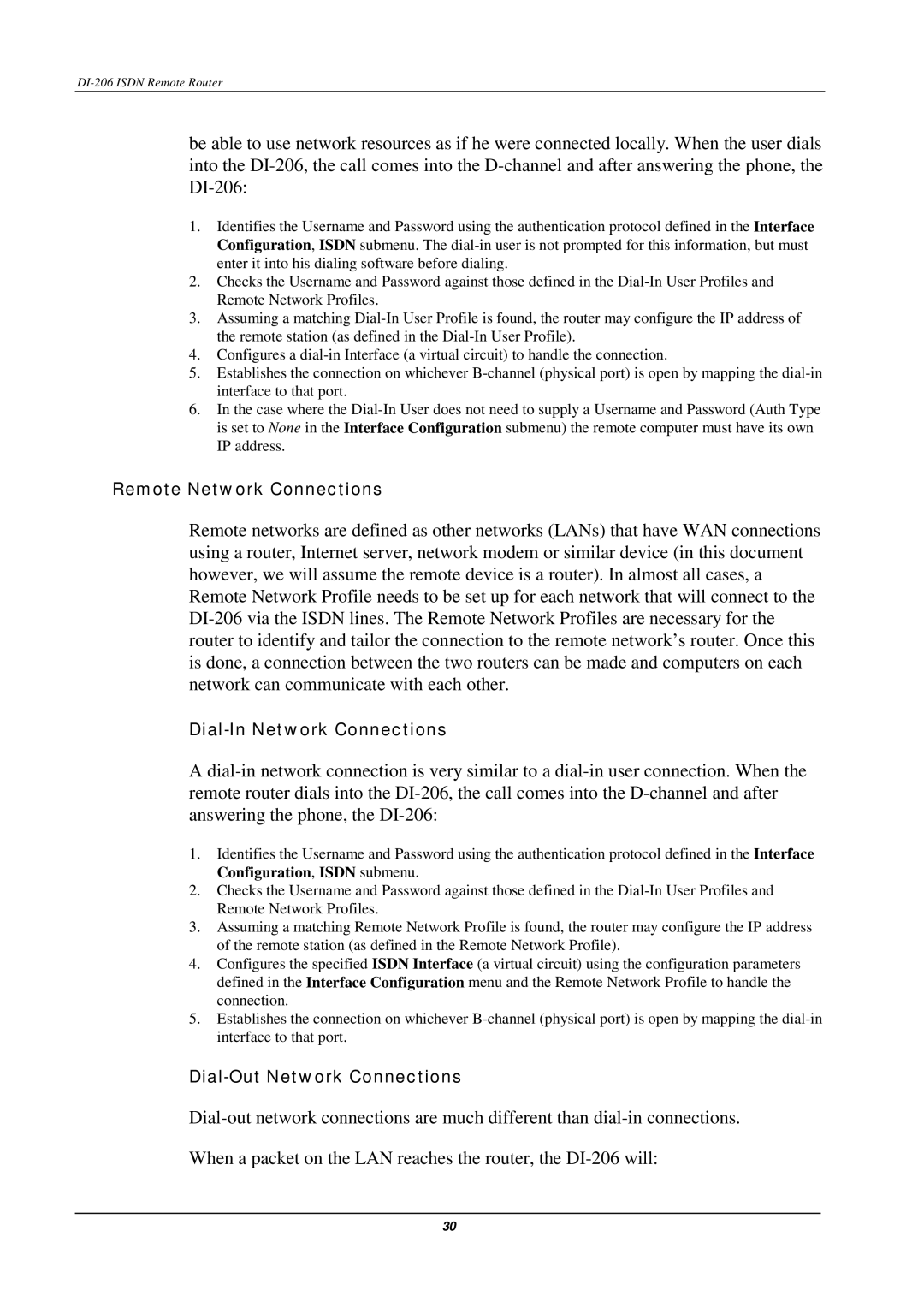 D-Link DI-206 manual Remote Network Connections 