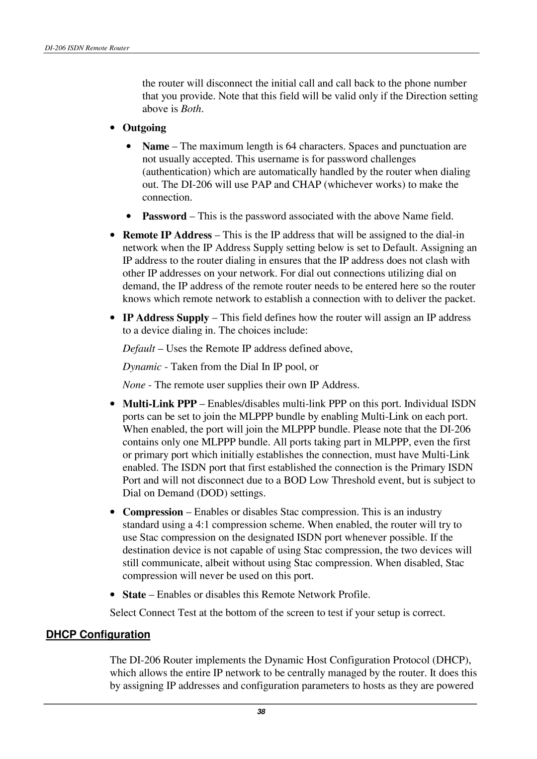 D-Link DI-206 manual Outgoing, Dhcp Configuration 