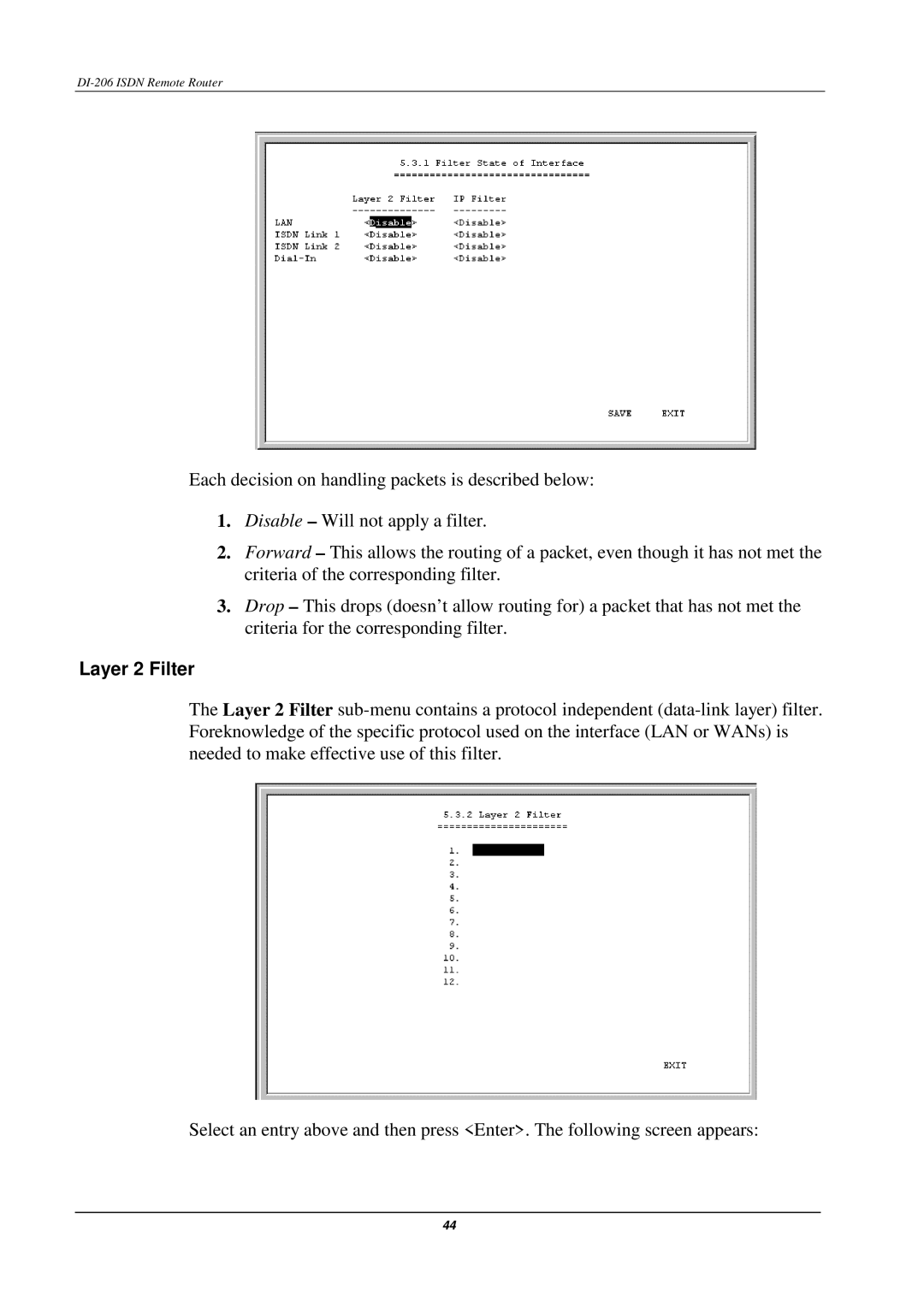 D-Link DI-206 manual Layer 2 Filter 