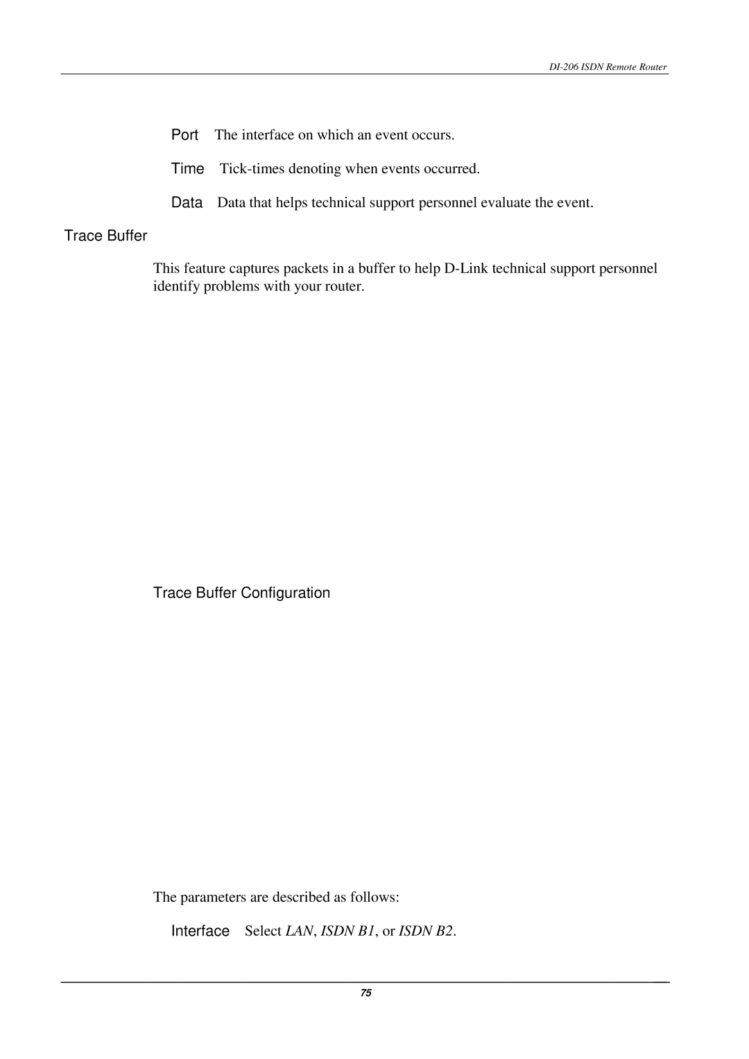 D-Link DI-206 manual Trace Buffer Configuration 