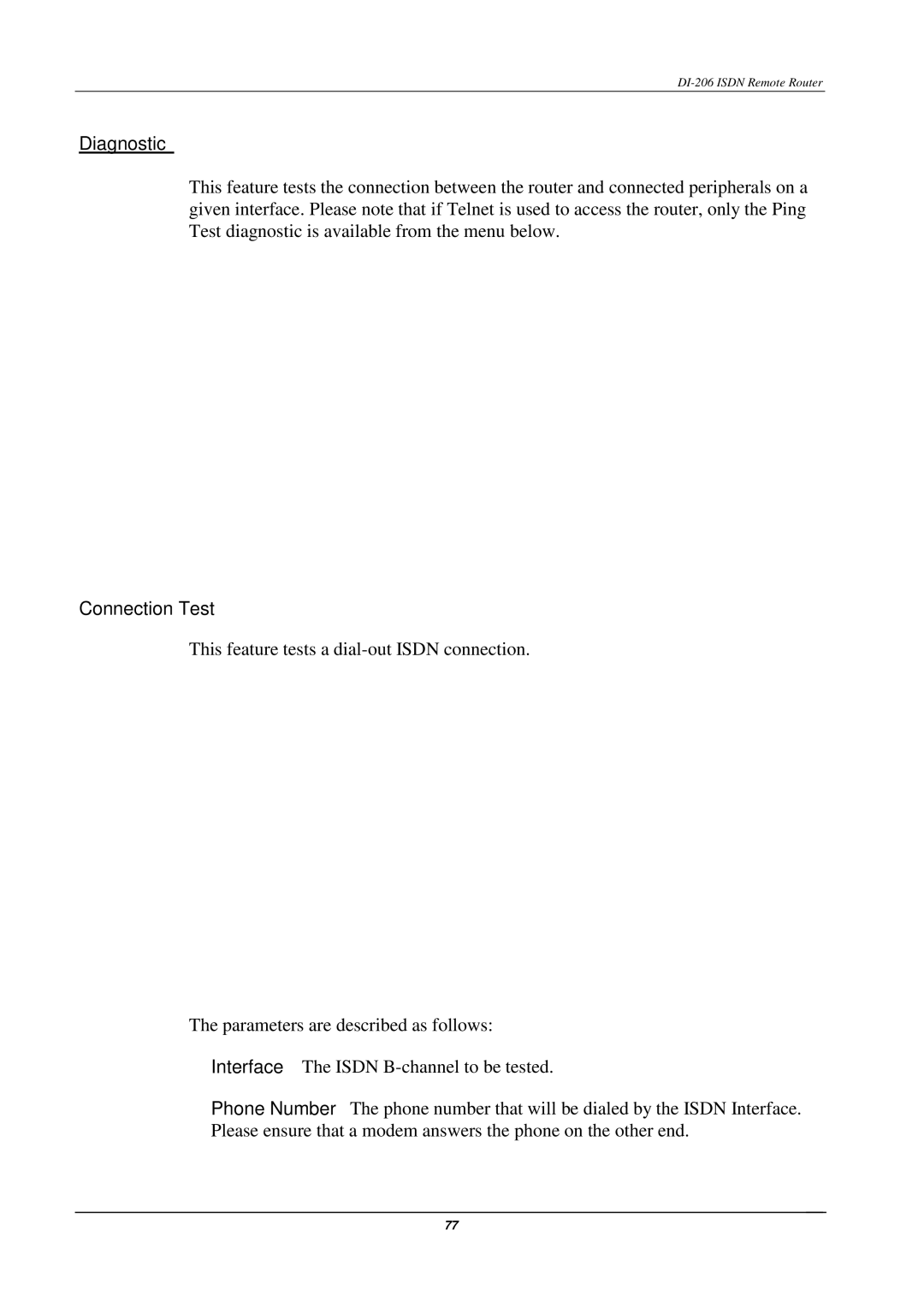 D-Link DI-206 manual Diagnostic, Connection Test 