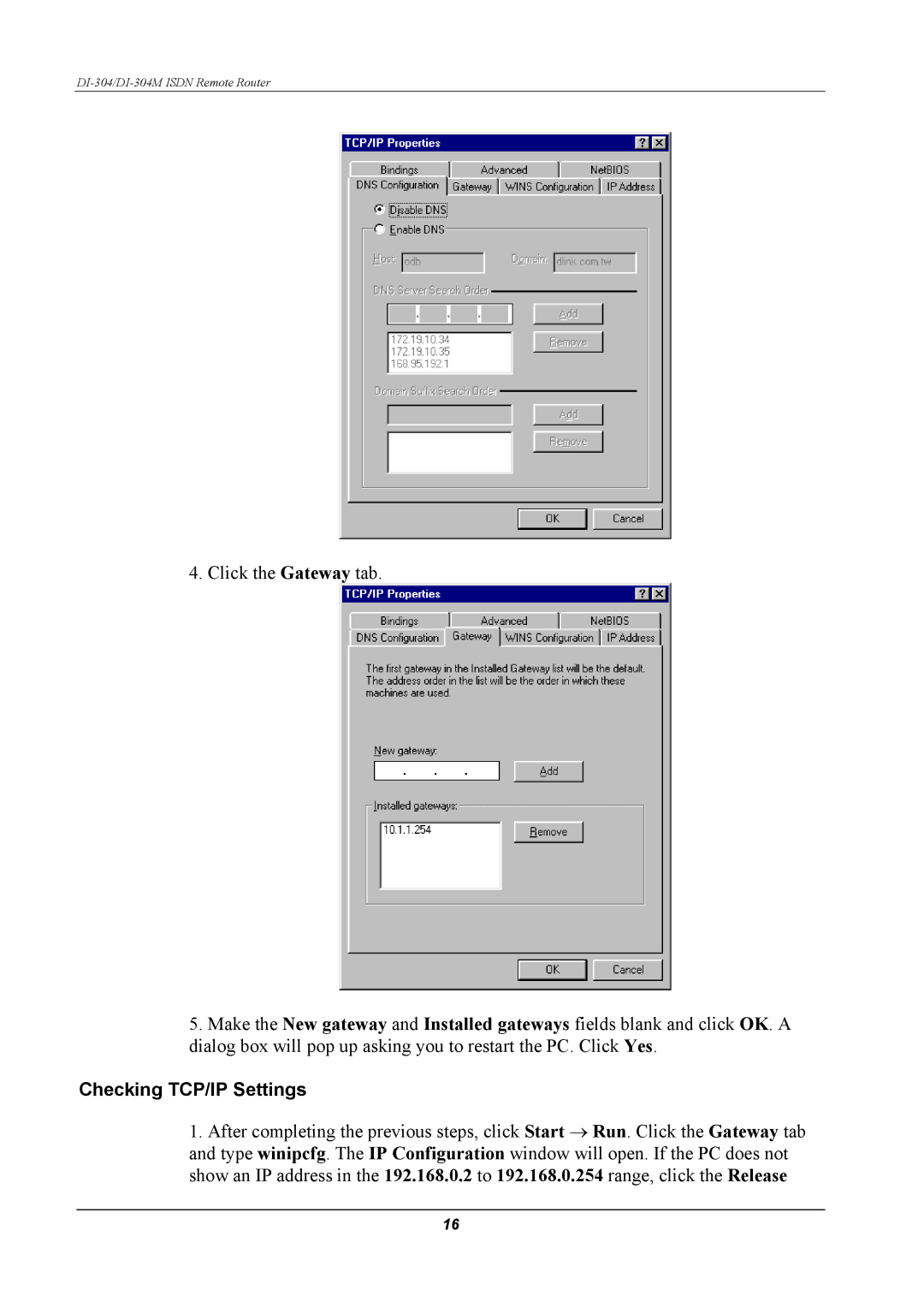 D-Link DI-304M manual Checking TCP/IP Settings 