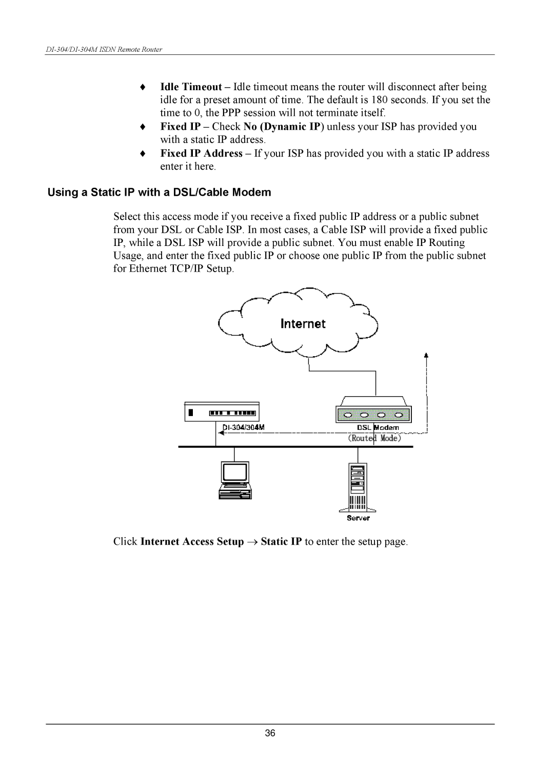 D-Link DI-304M manual Using a Static IP with a DSL/Cable Modem 