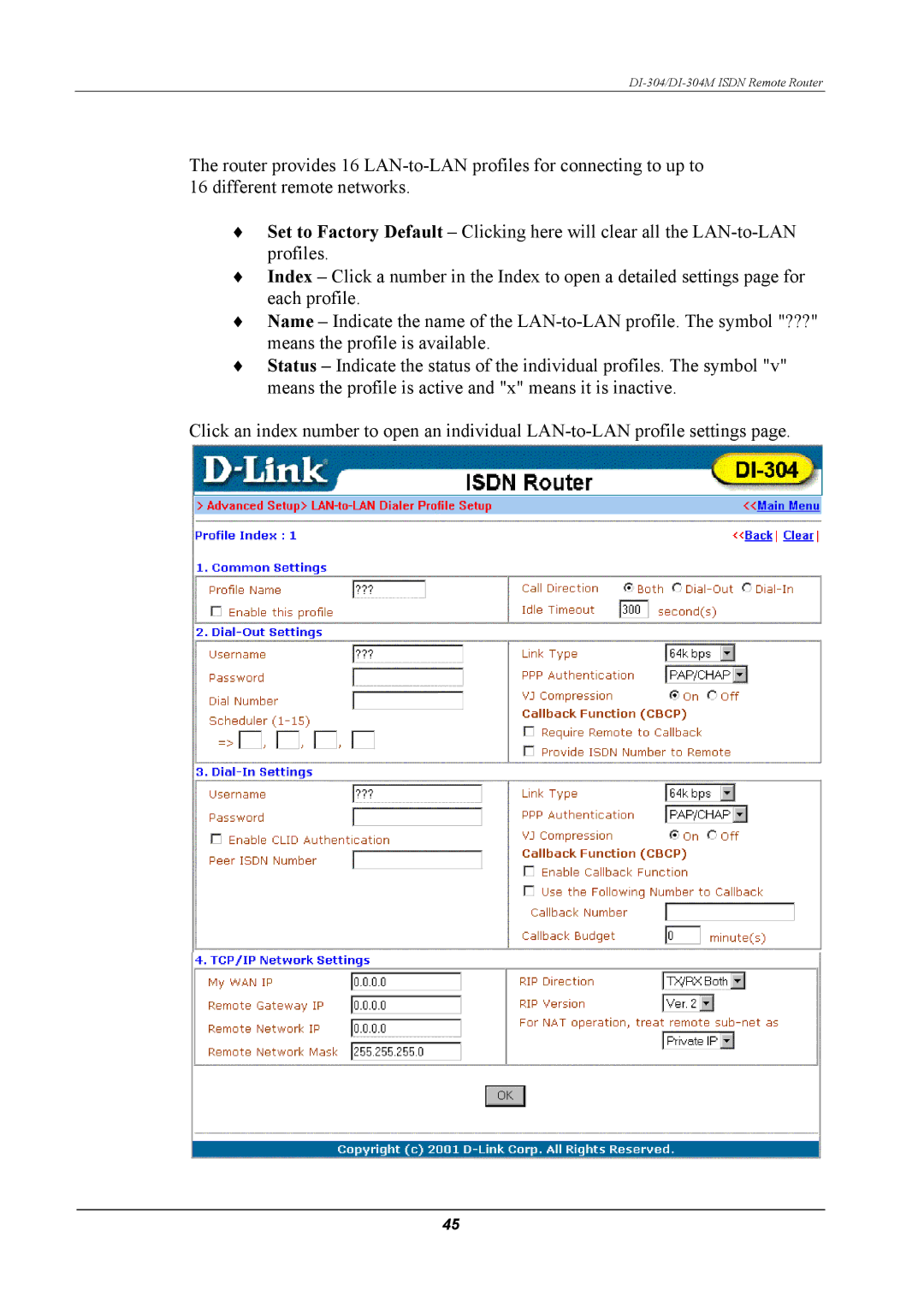 D-Link manual DI-304/DI-304M Isdn Remote Router 