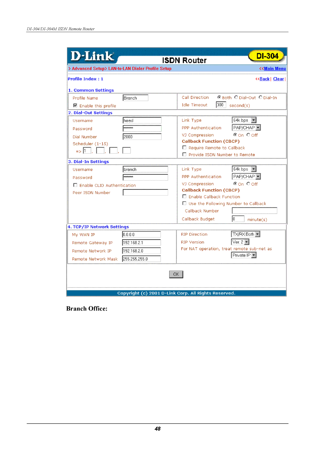 D-Link DI-304M manual Branch Office 