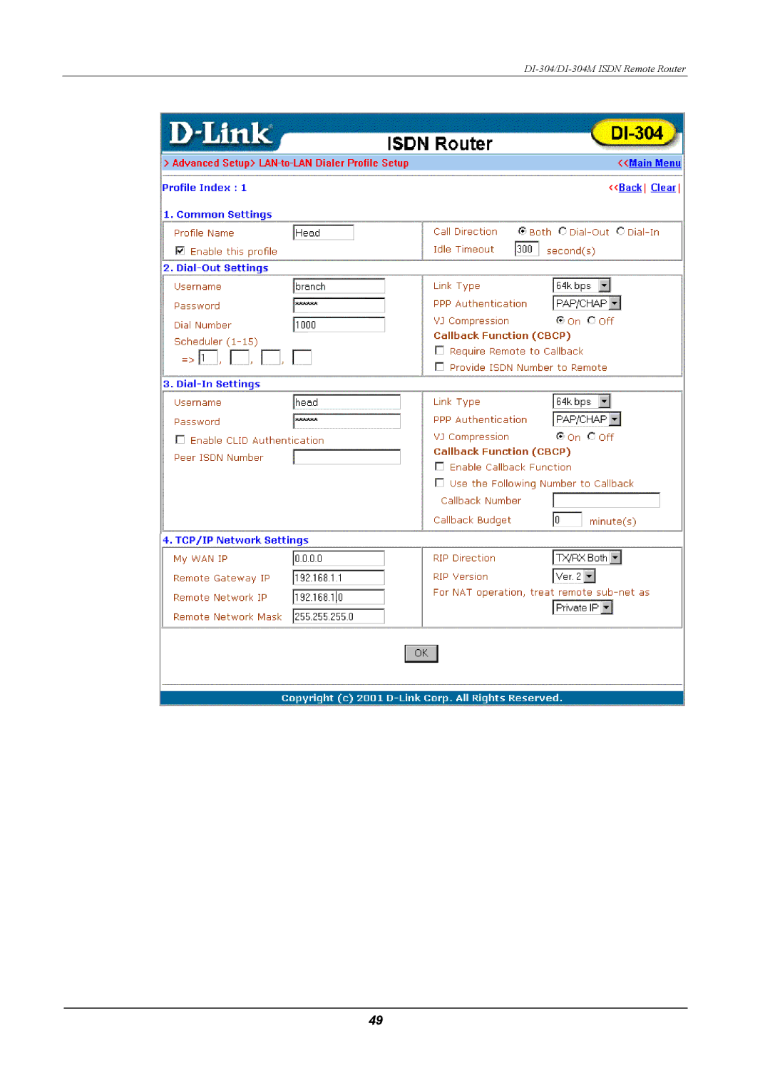 D-Link manual DI-304/DI-304M Isdn Remote Router 