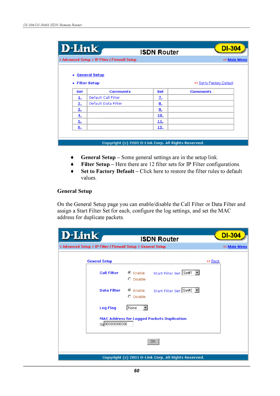 D-Link DI-304M manual General Setup 