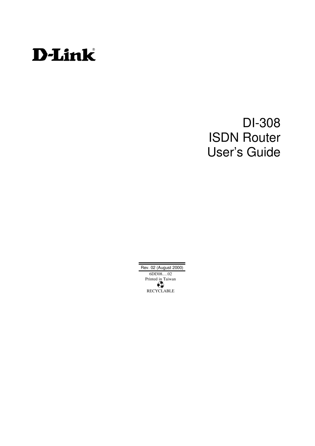 D-Link manual DI-308 Isdn Router User’s Guide 