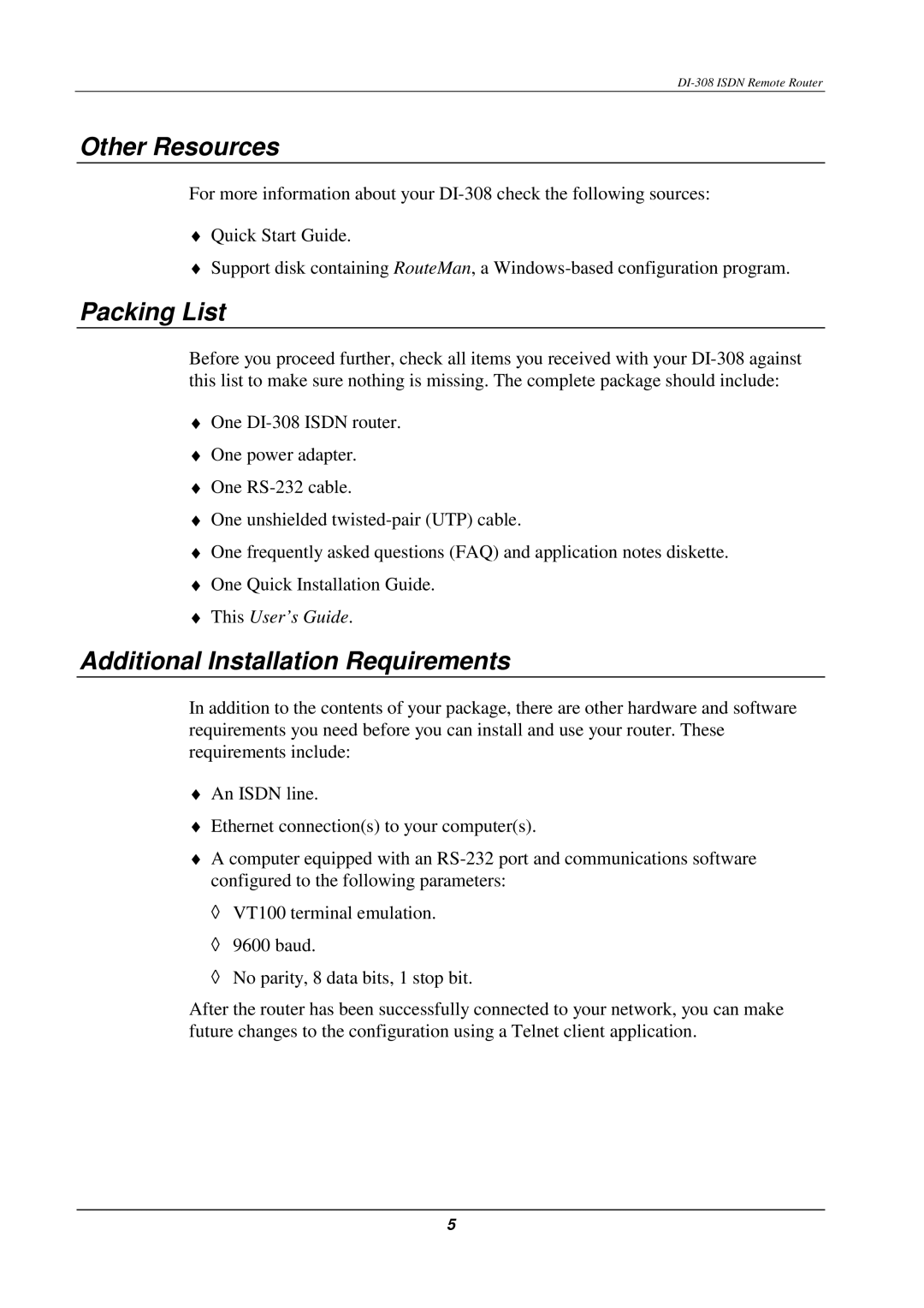 D-Link DI-308 manual Other Resources, Packing List, Additional Installation Requirements 