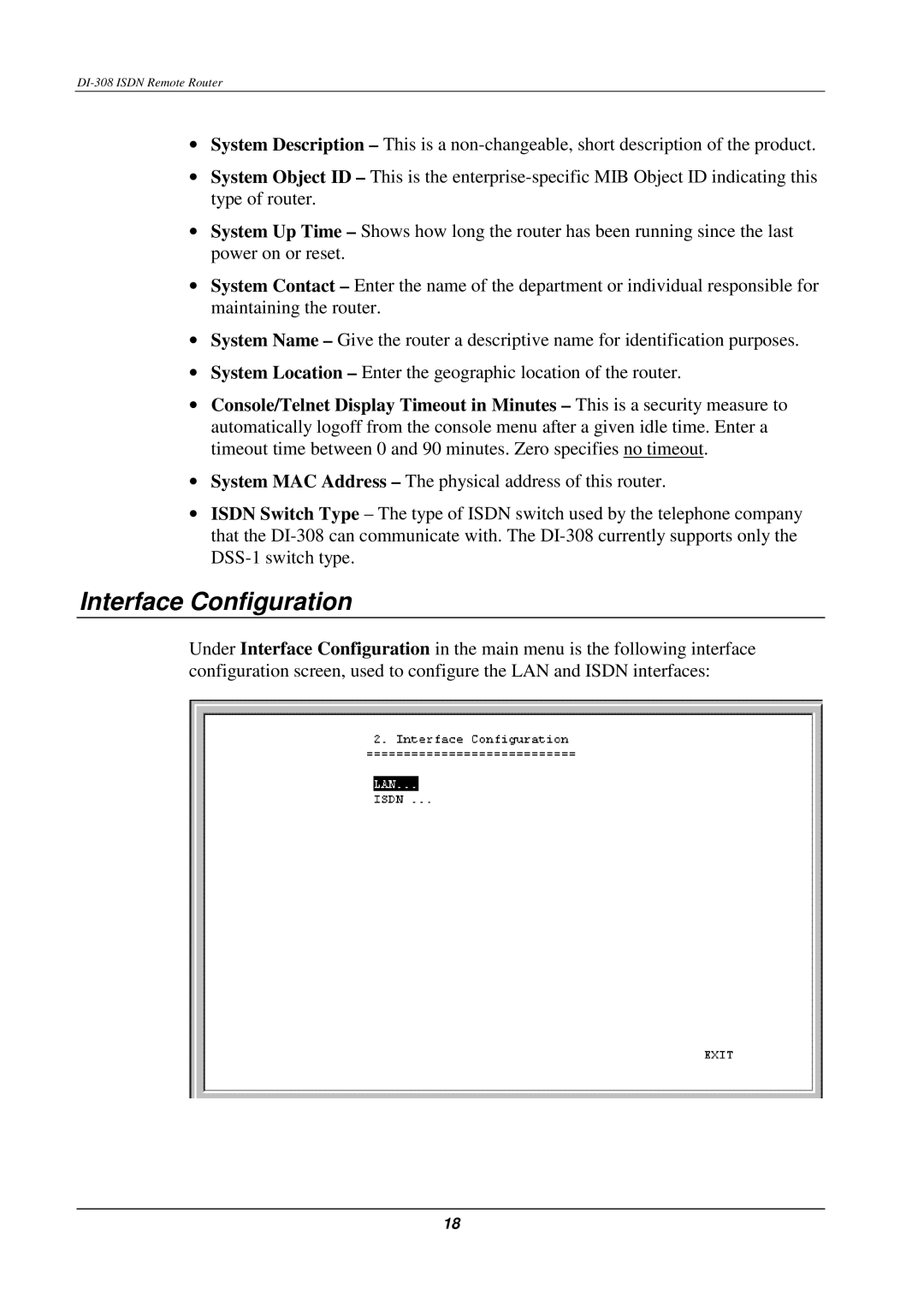 D-Link DI-308 manual Interface Configuration 