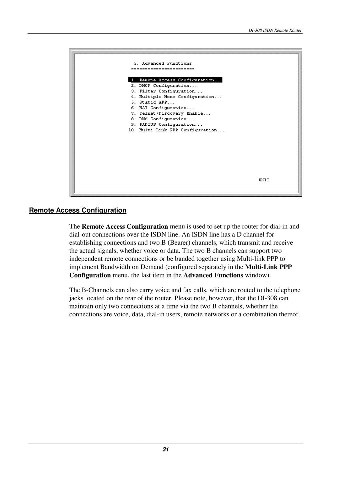 D-Link DI-308 manual Remote Access Configuration 