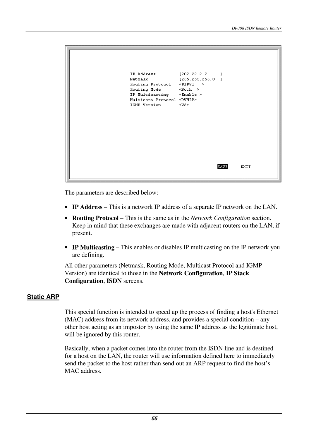 D-Link DI-308 manual Static ARP 