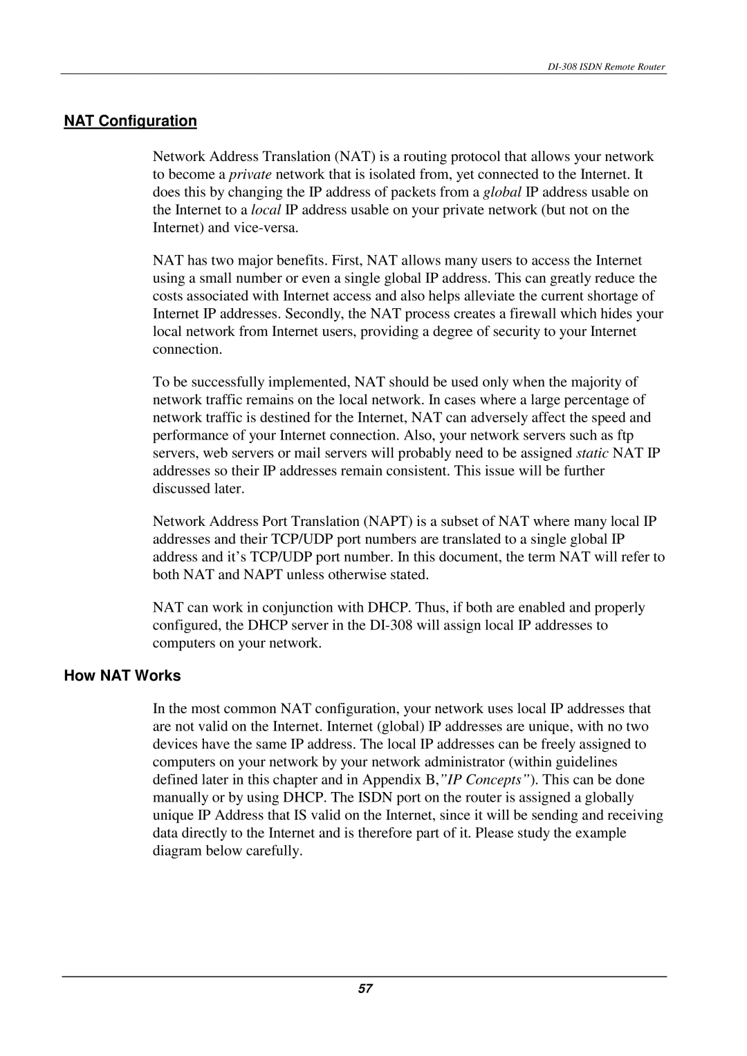 D-Link DI-308 manual NAT Configuration, How NAT Works 