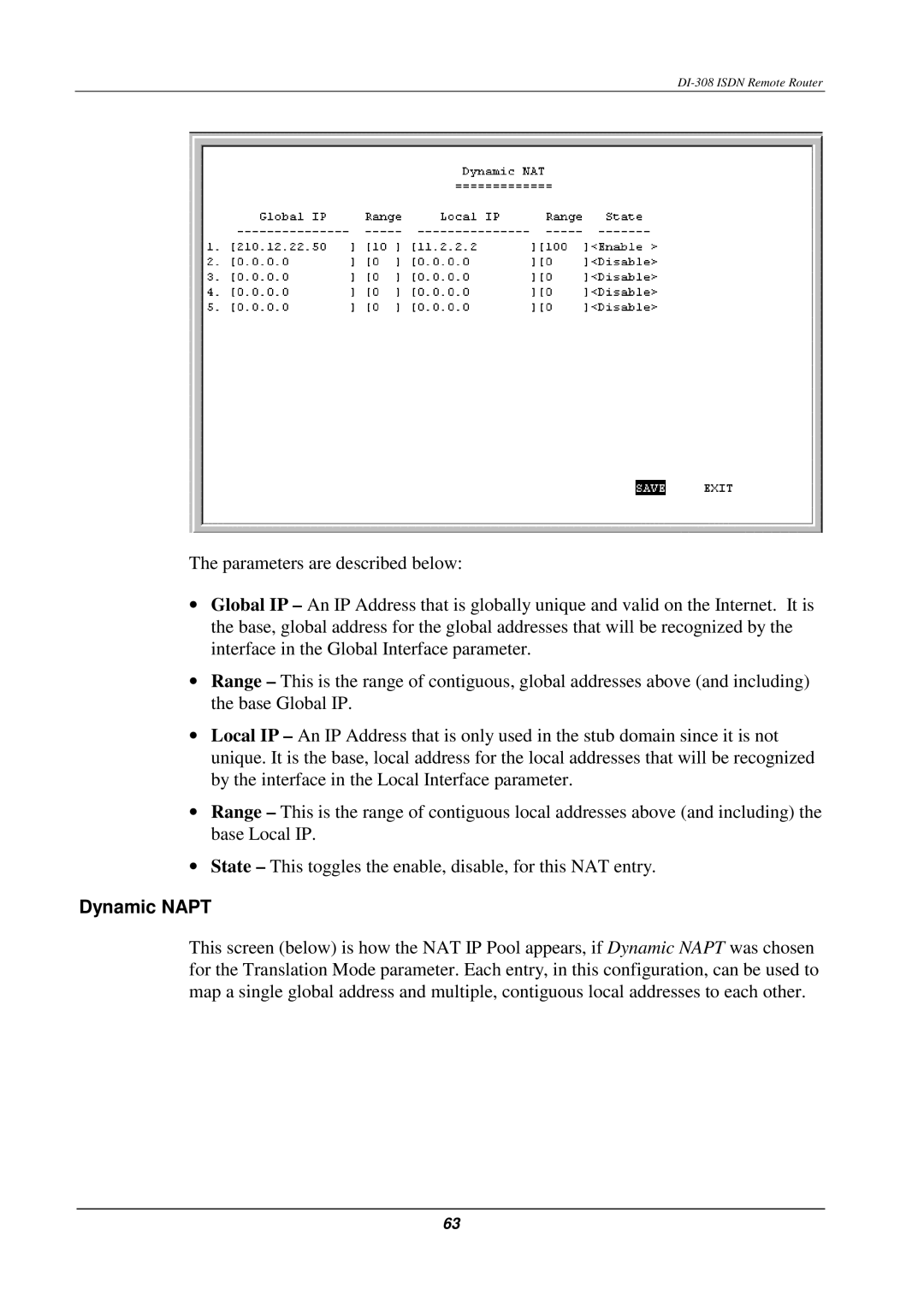 D-Link DI-308 manual Dynamic Napt 