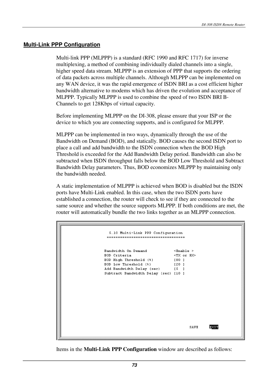 D-Link DI-308 manual Multi-Link PPP Configuration 