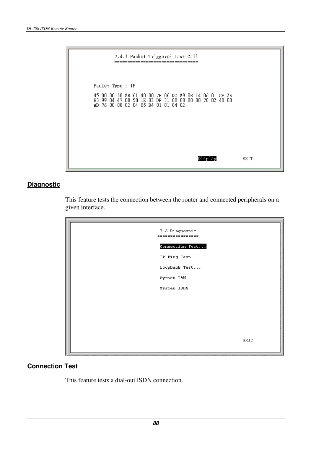 D-Link DI-308 manual Diagnostic, Connection Test 