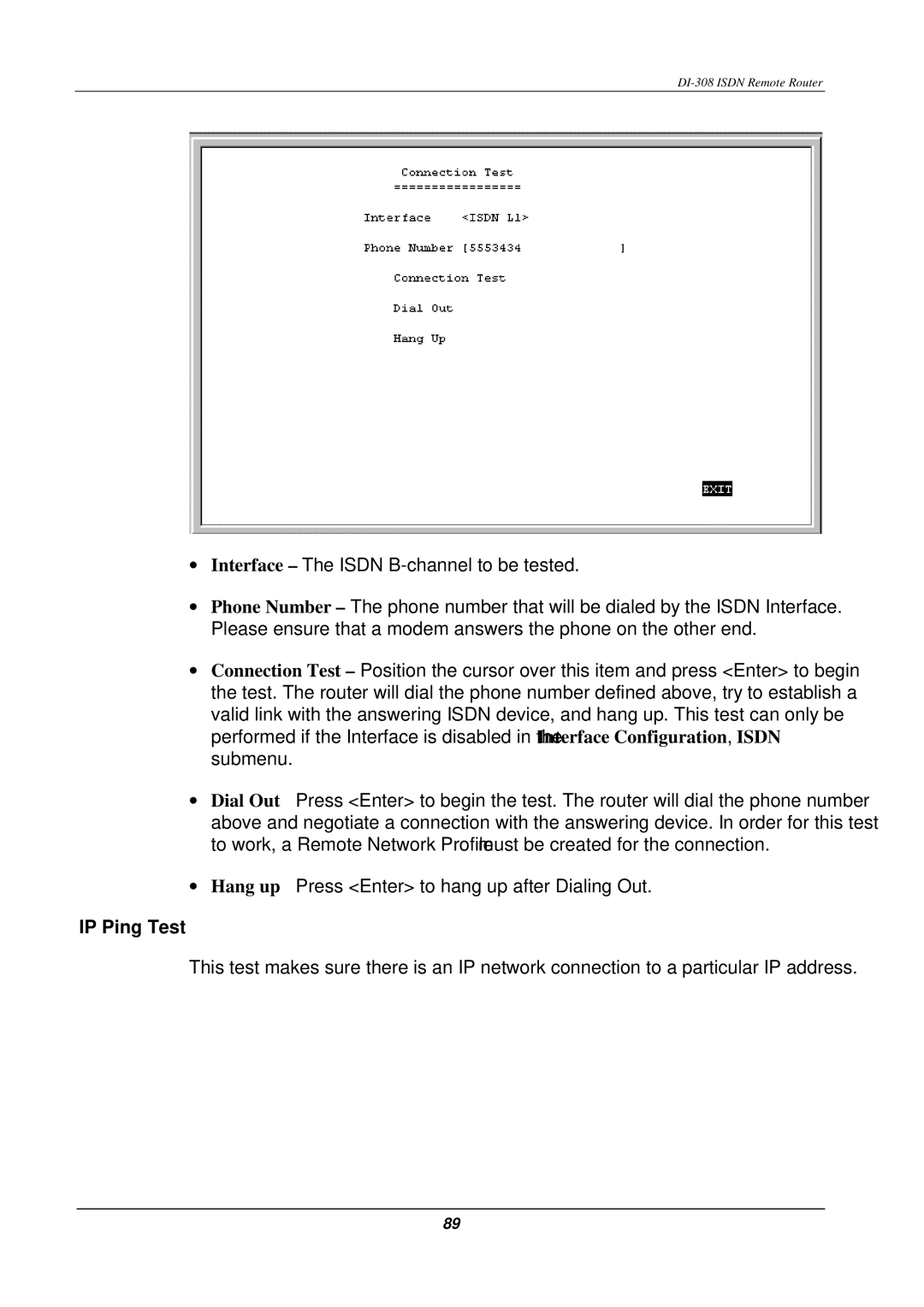 D-Link DI-308 manual IP Ping Test 