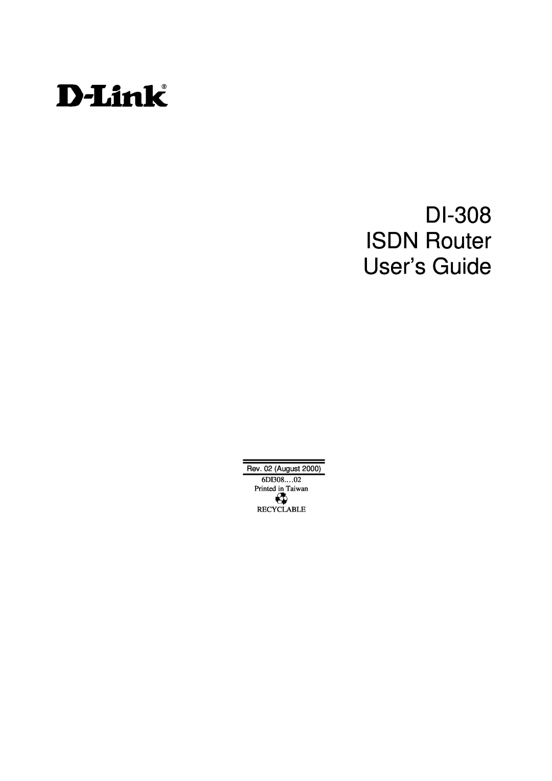 D-Link manual DI-308 ISDN Router User’s Guide, Rev. 02 August 