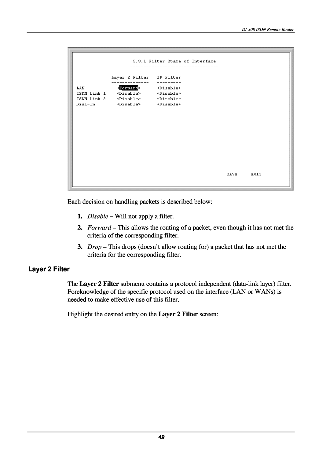 D-Link DI-308 manual Layer 2 Filter 