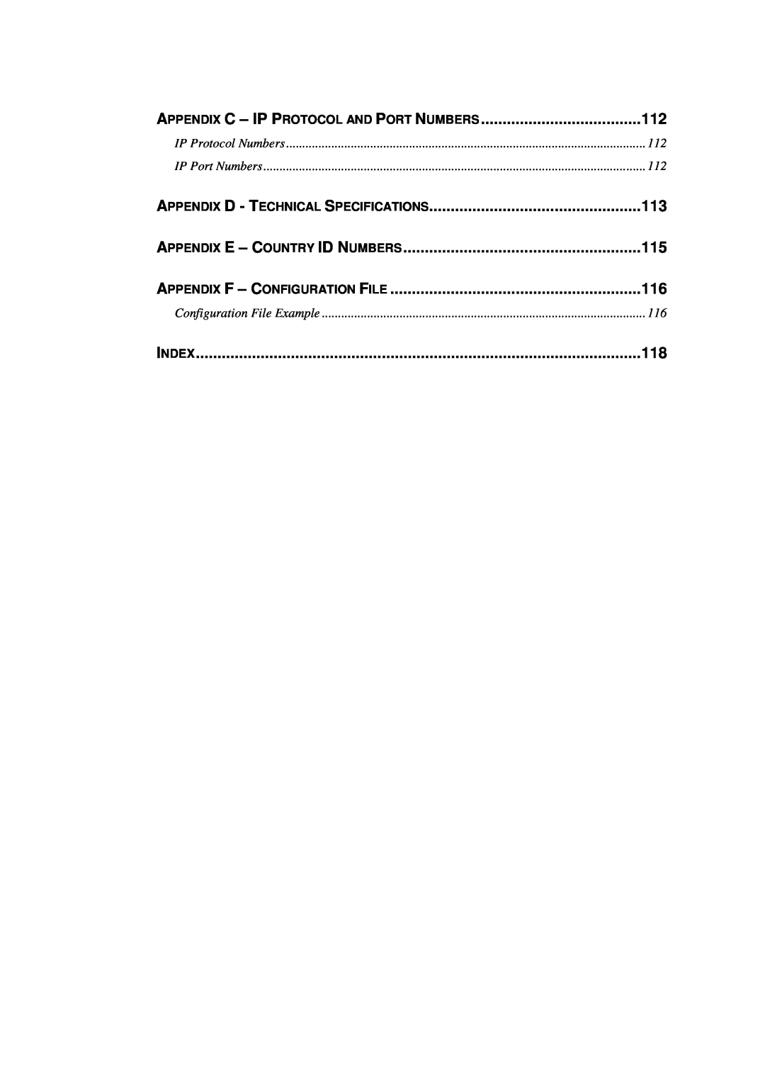 D-Link DI-308 manual Appendix C - Ip Protocol And Port Numbers, Appendix D - Technical Specifications, Index 