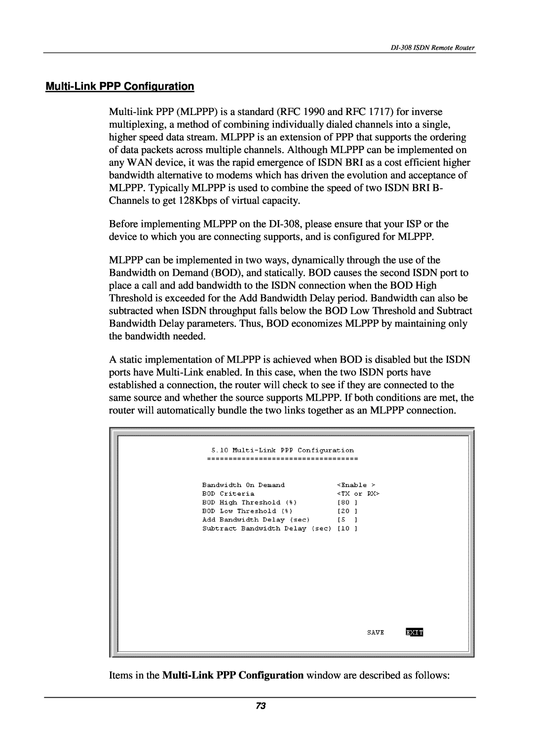 D-Link DI-308 manual Multi-Link PPP Configuration 