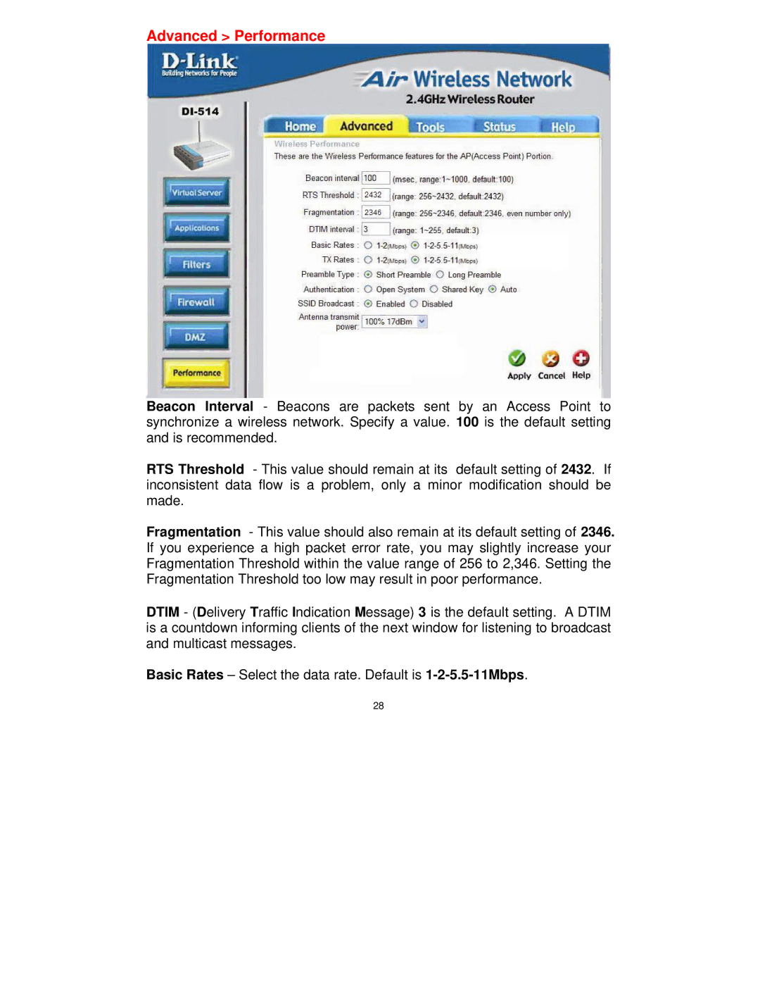 D-Link DI-514 manual Advanced Performance 