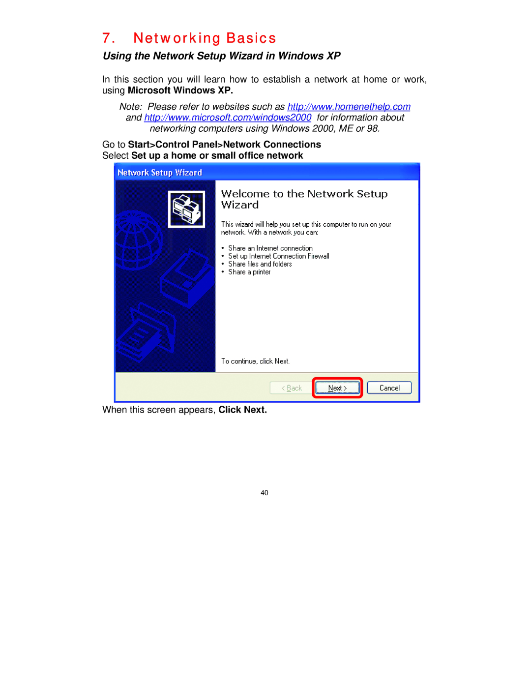 D-Link DI-514 manual Networking Basics, Using the Network Setup Wizard in Windows XP 