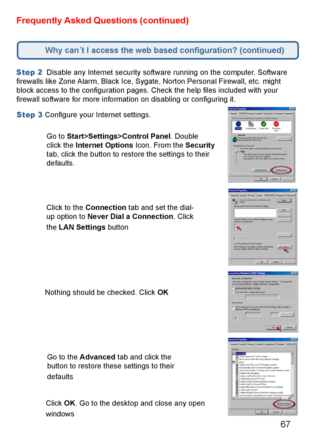 D-Link Di-524 manual LAN Settings button 