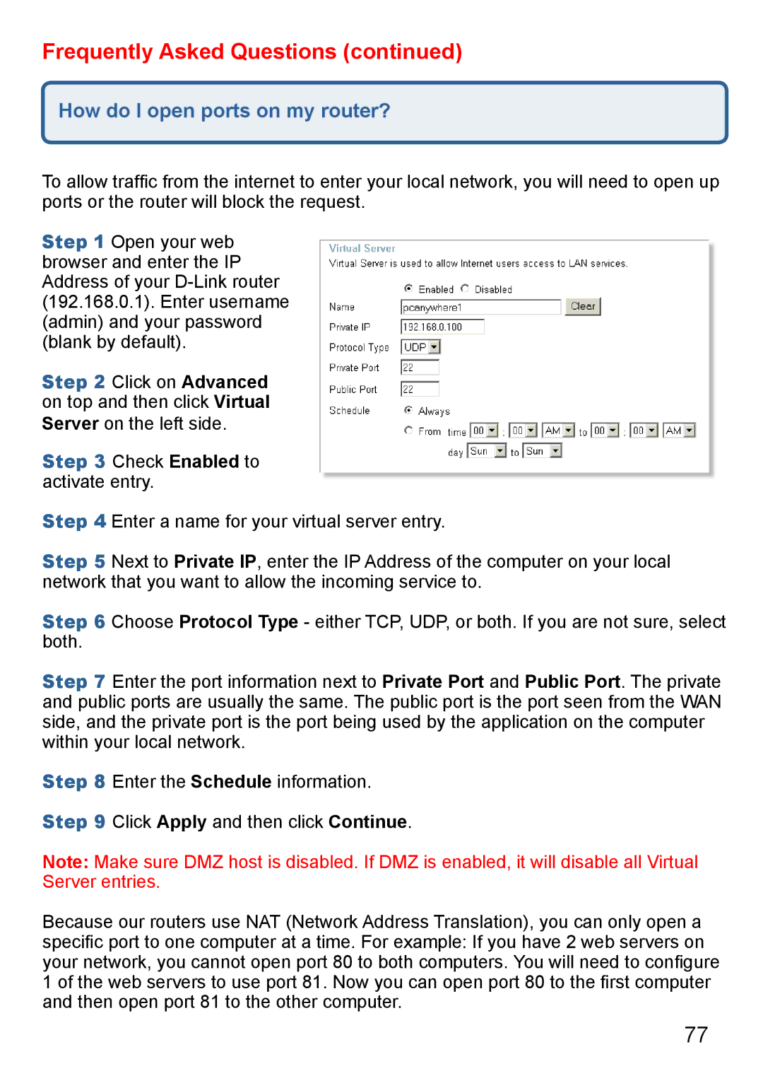 D-Link Di-524 manual How do I open ports on my router? 