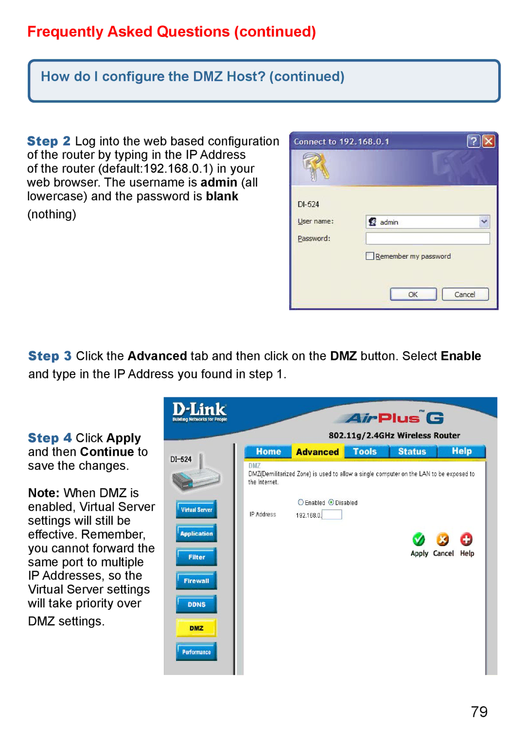 D-Link Di-524 manual Frequently Asked Questions 