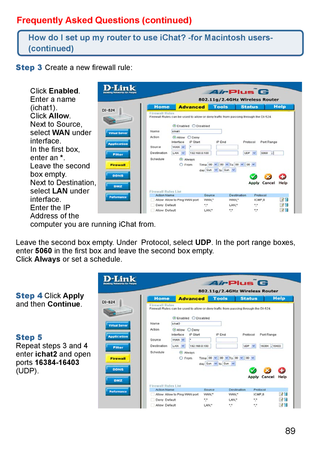 D-Link Di-524 manual Step 