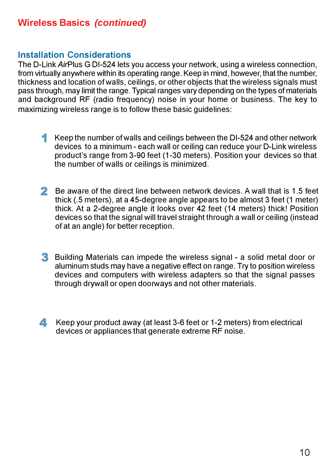 D-Link Di-524 manual Installation Considerations 