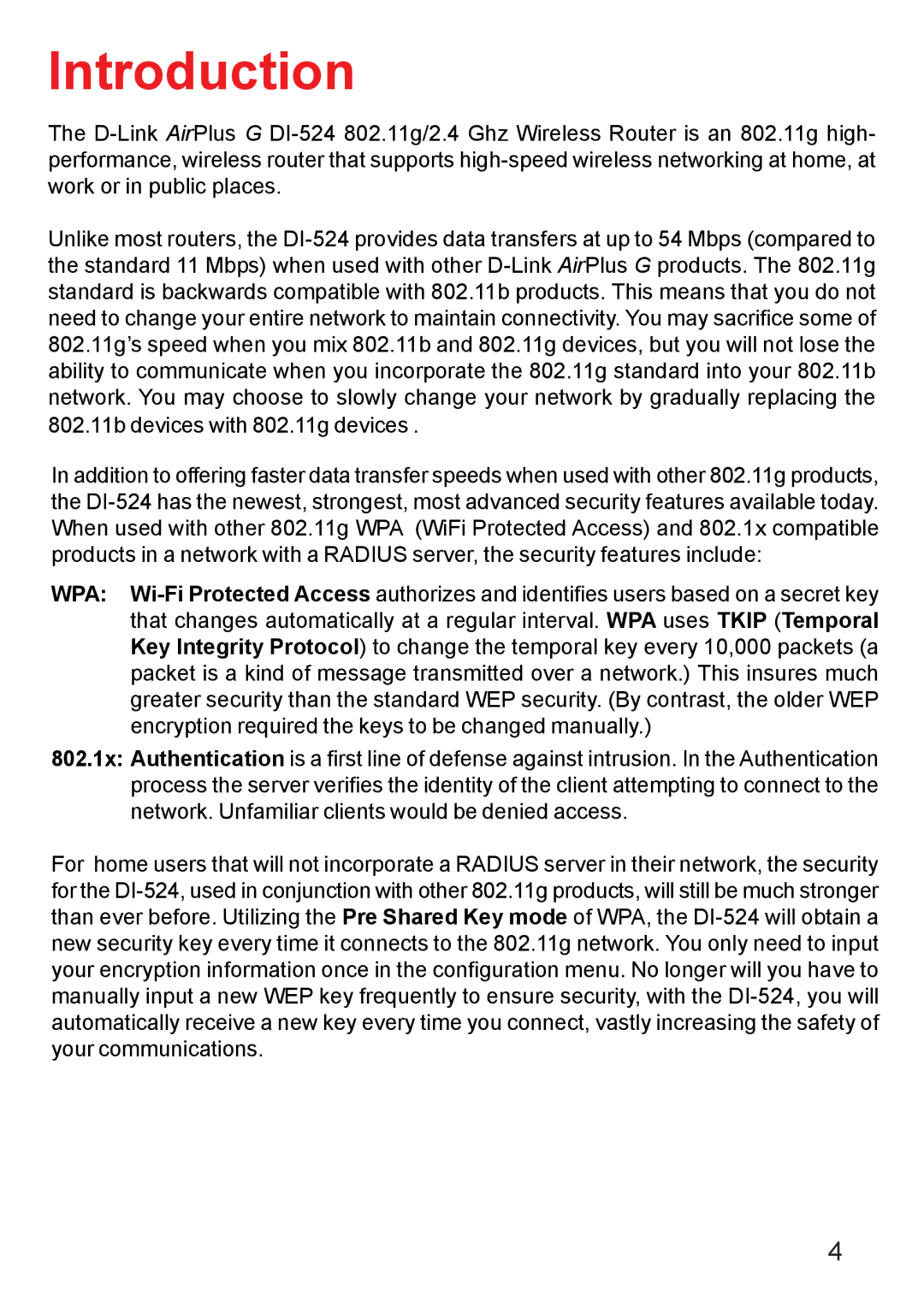 D-Link Di-524 manual Introduction 