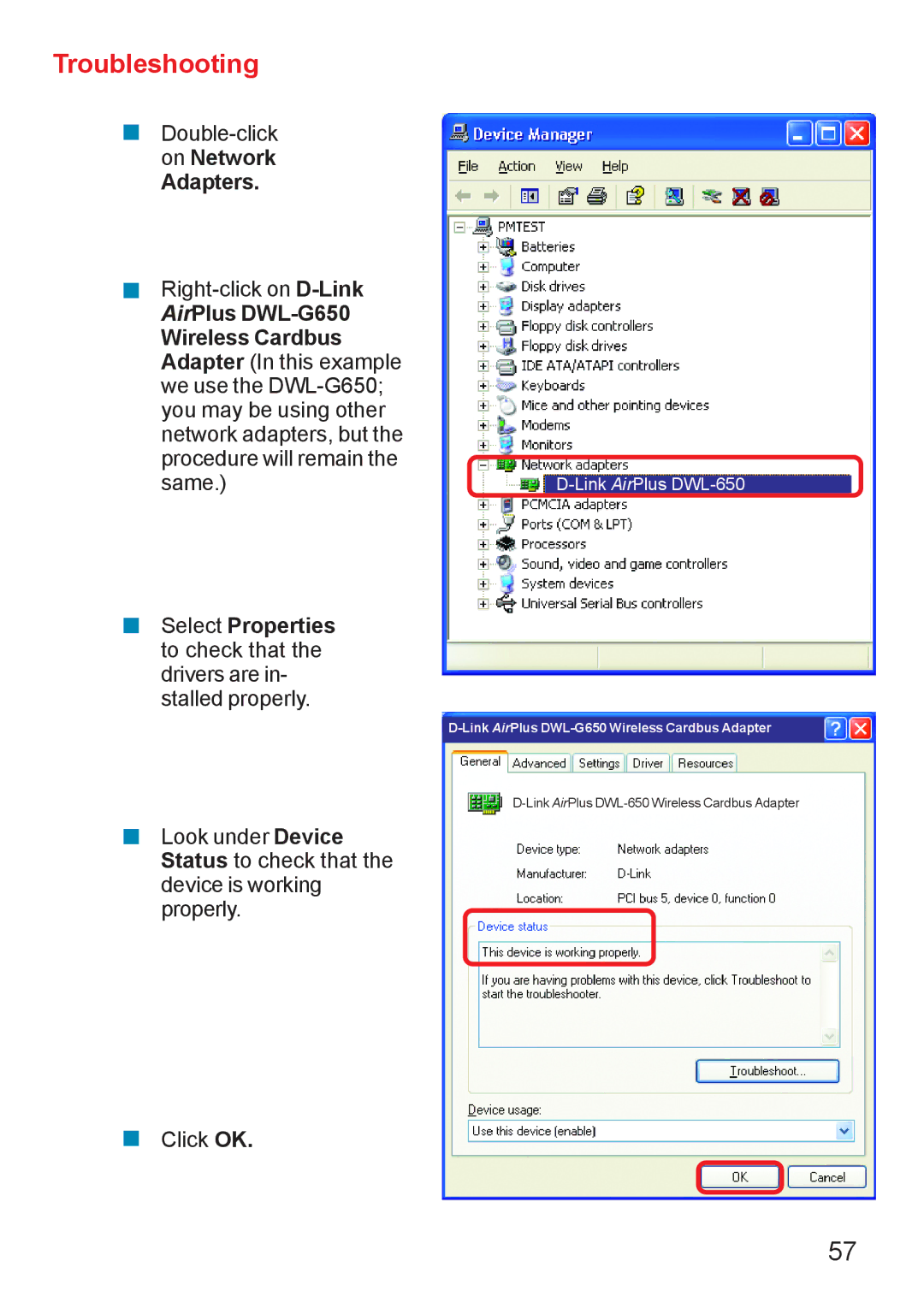 D-Link Di-524 manual Troubleshooting 