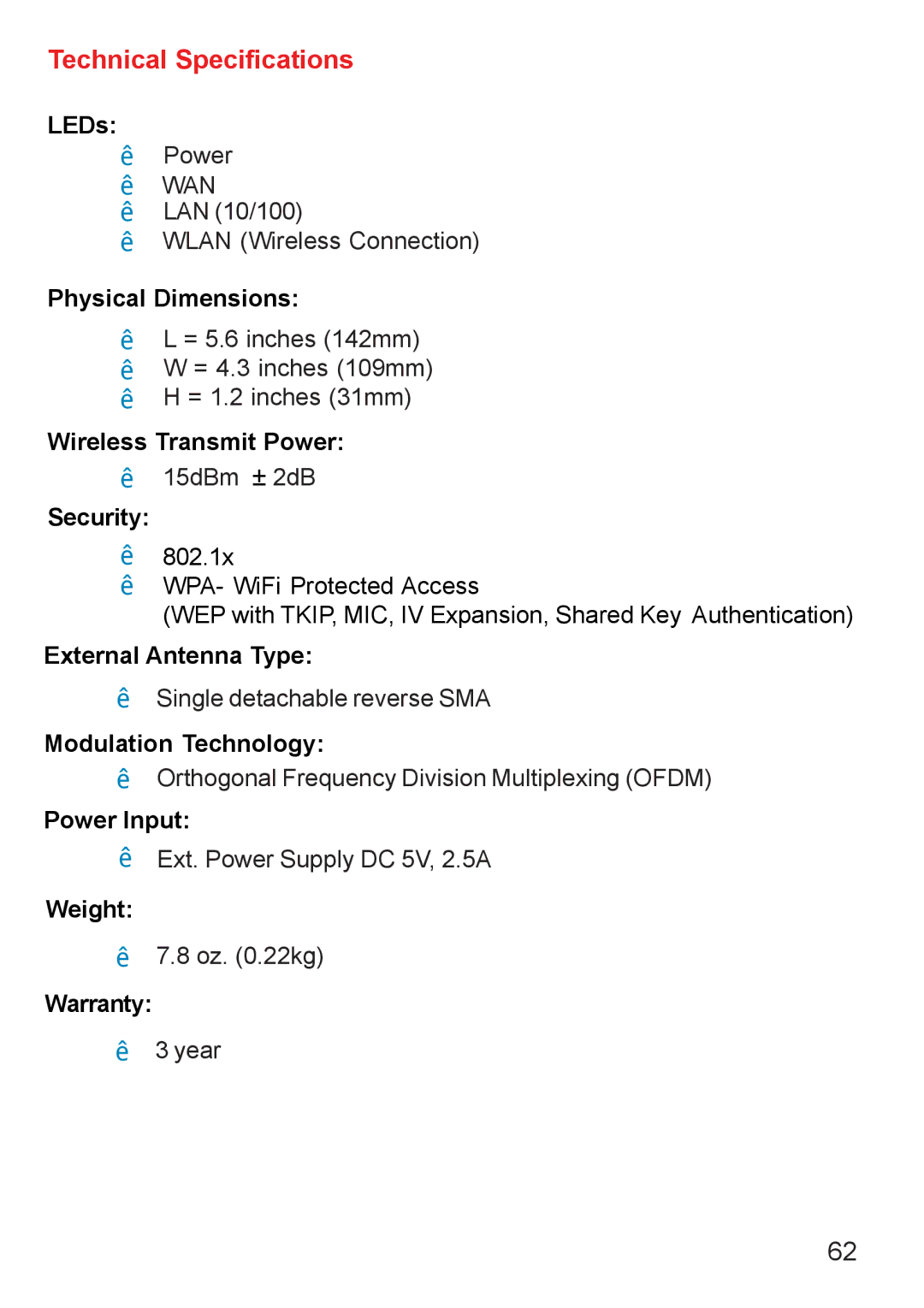 D-Link Di-524 manual Technical Specifications 