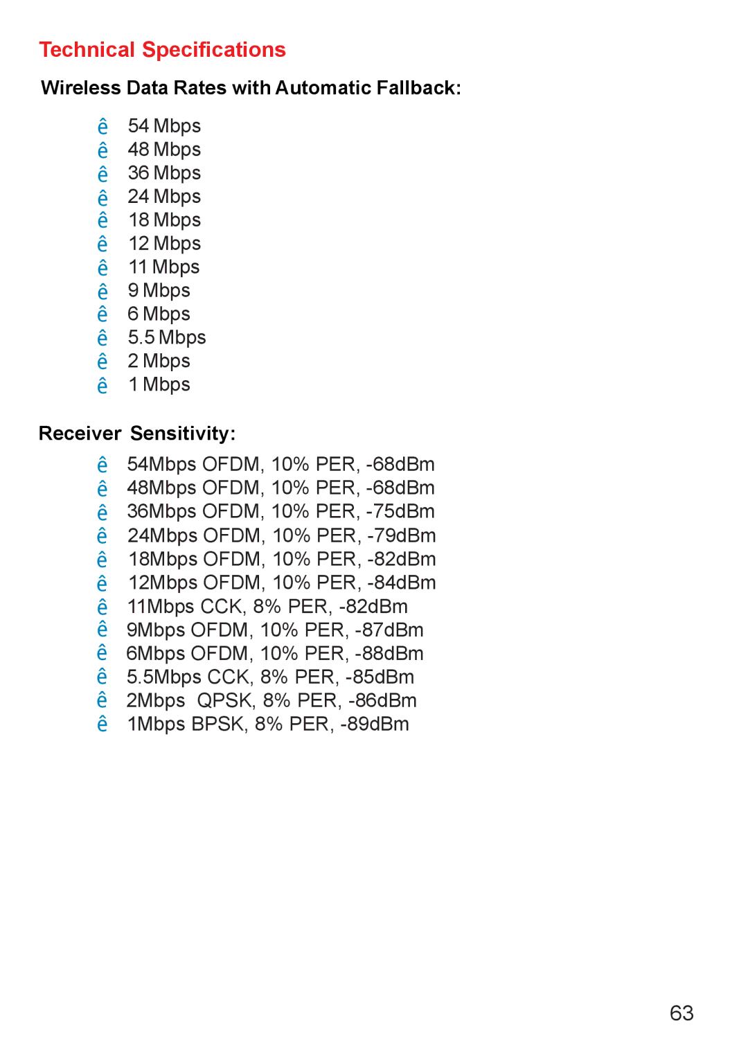 D-Link Di-524 manual Wireless Data Rates with Automatic Fallback 