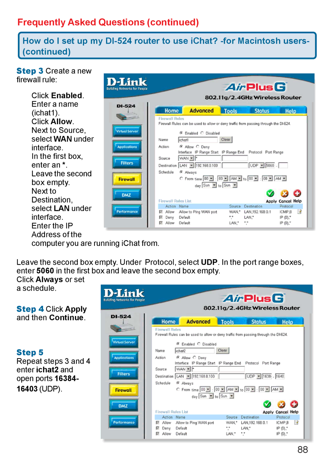 D-Link Di-524 manual 16403 UDP 