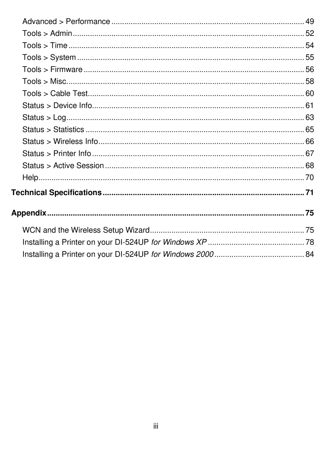 D-Link DI-524UP manual Technical Specifications Appendix 