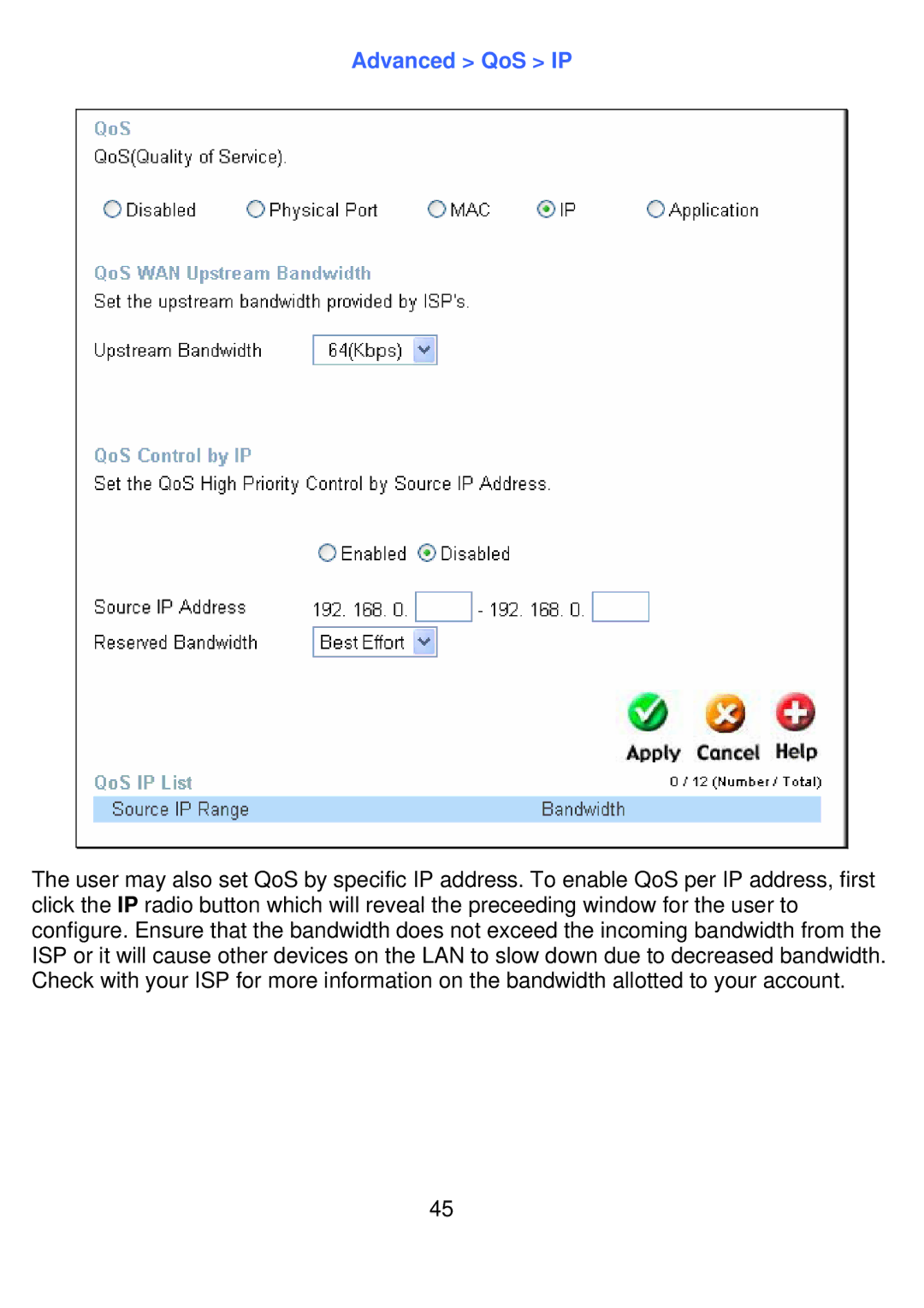 D-Link DI-524UP manual Advanced QoS IP 