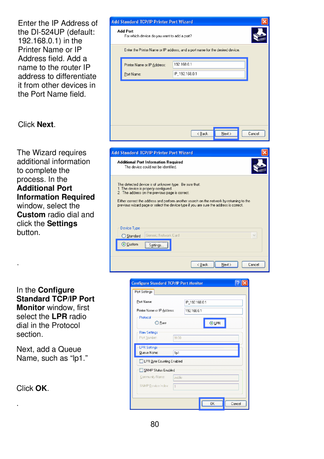 D-Link DI-524UP manual Click the Settings button 