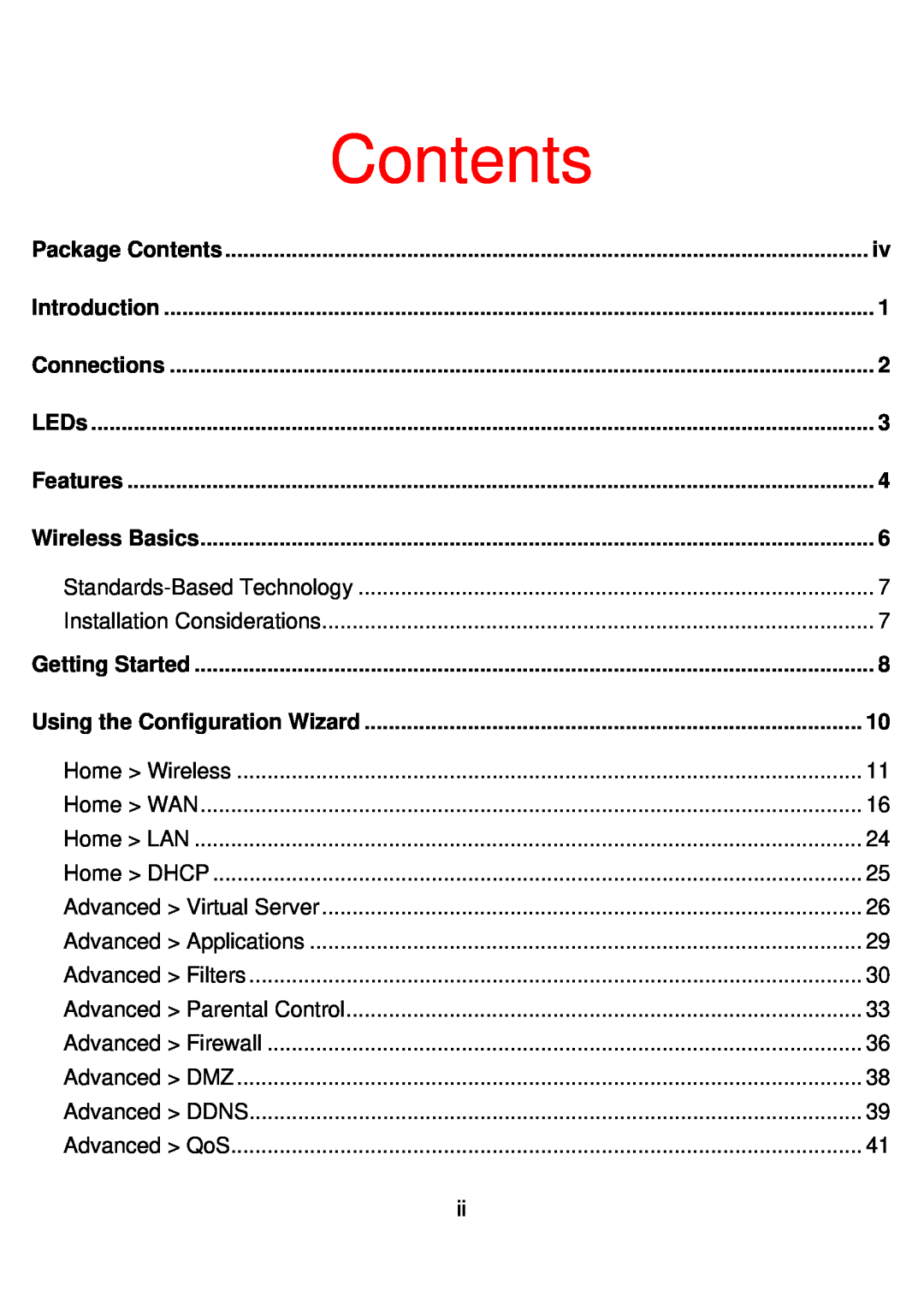 D-Link DI-524UP manual Package Contents, Introduction, Connections, LEDs, Features, Wireless Basics, Getting Started 