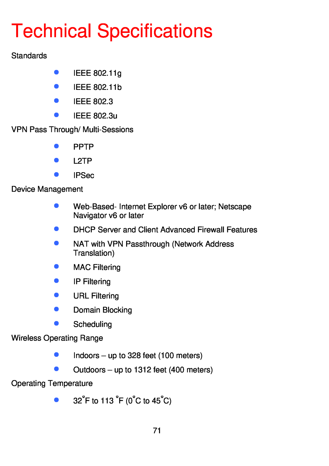D-Link DI-524UP manual Technical Specifications 