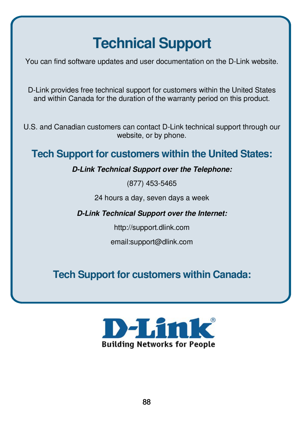 D-Link DI-524UP manual Technical Support, Tech Support for customers within the United States 
