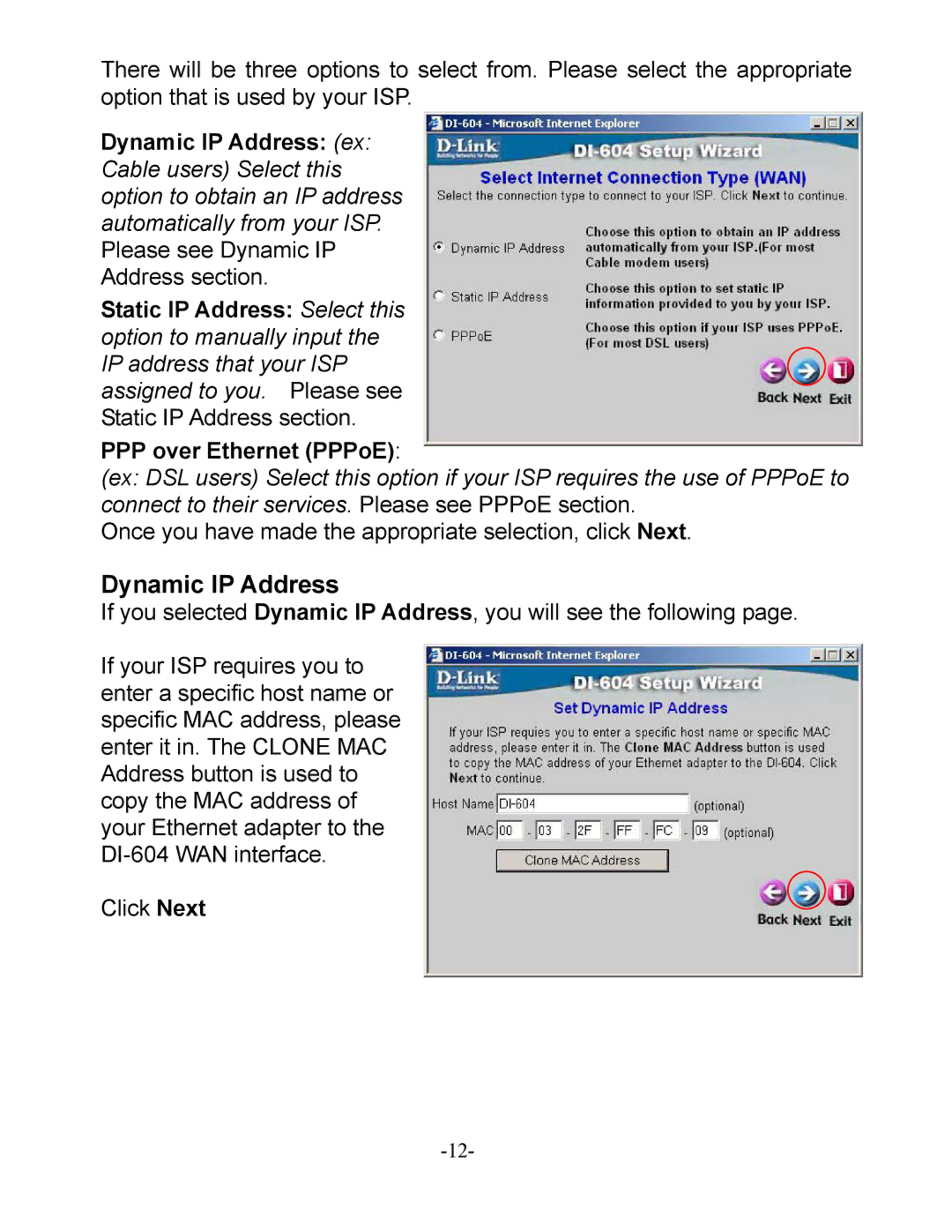 D-Link DI-604 manual Dynamic IP Address 