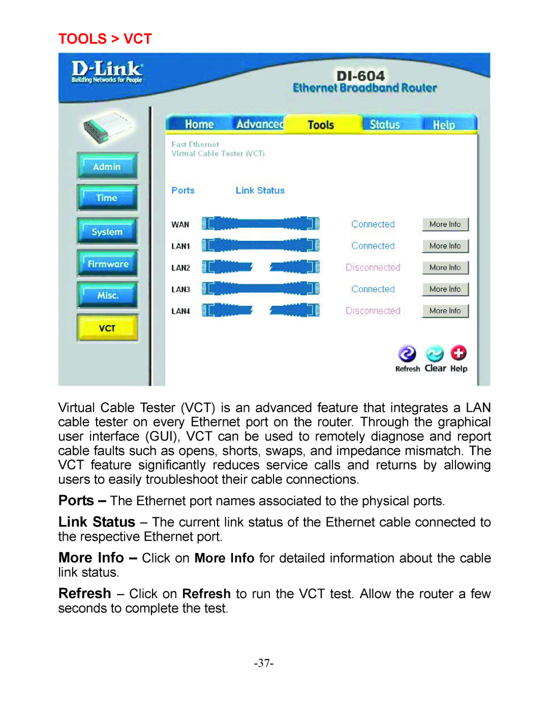 D-Link DI-604 manual Tools VCT 