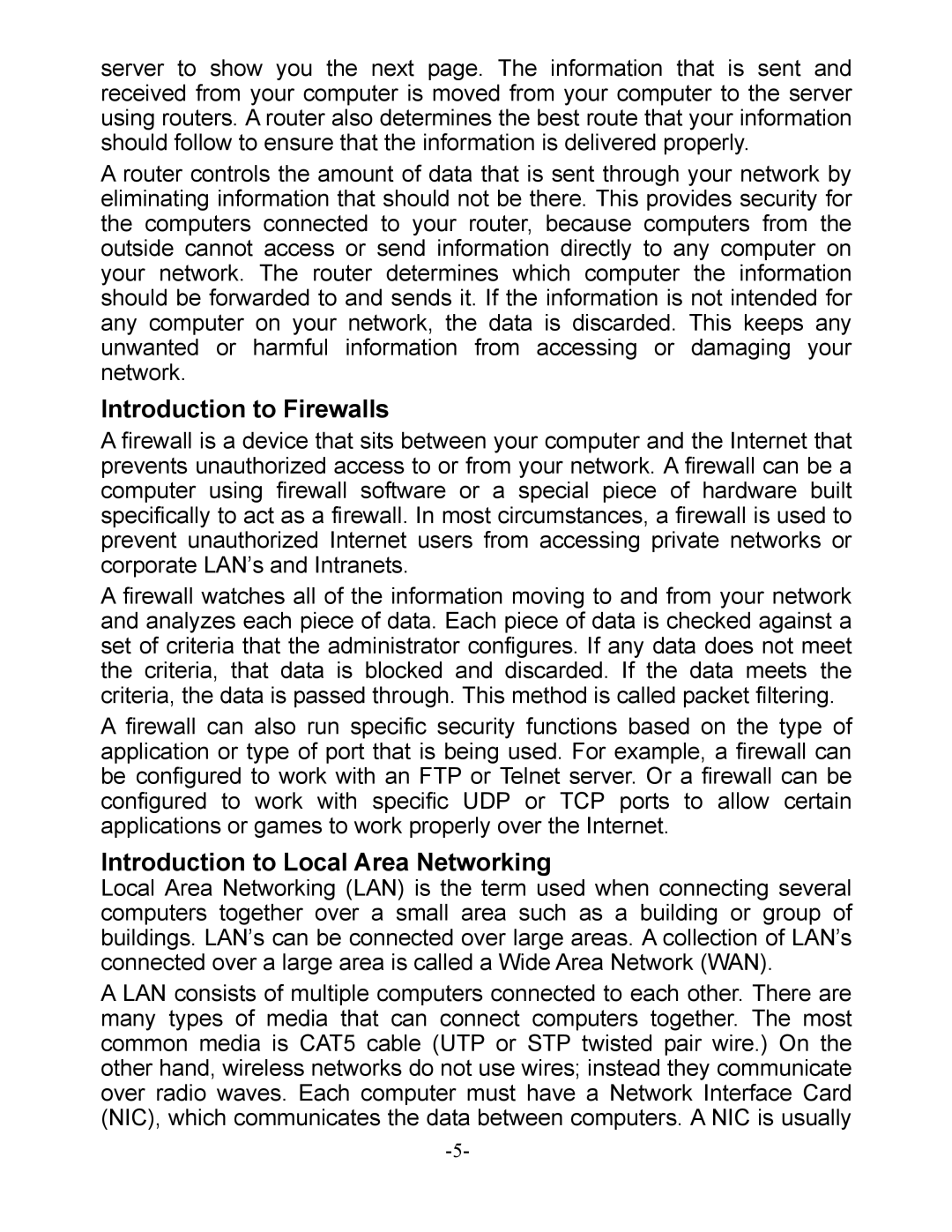 D-Link DI-604 manual Introduction to Firewalls, Introduction to Local Area Networking 