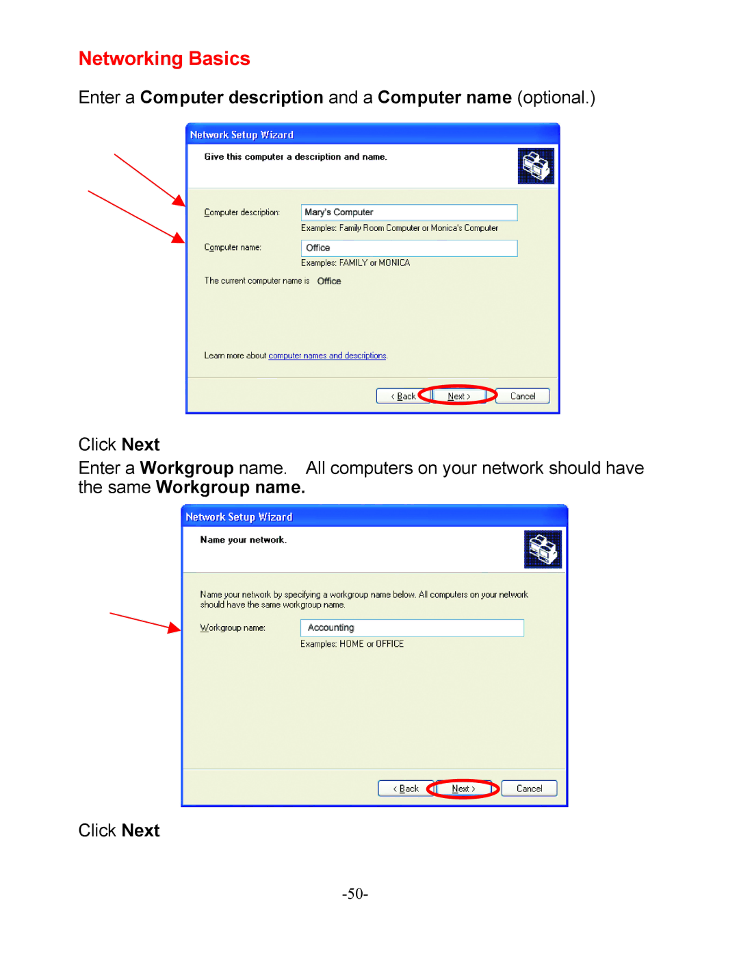 D-Link DI-604 manual Enter a Computer description and a Computer name optional 