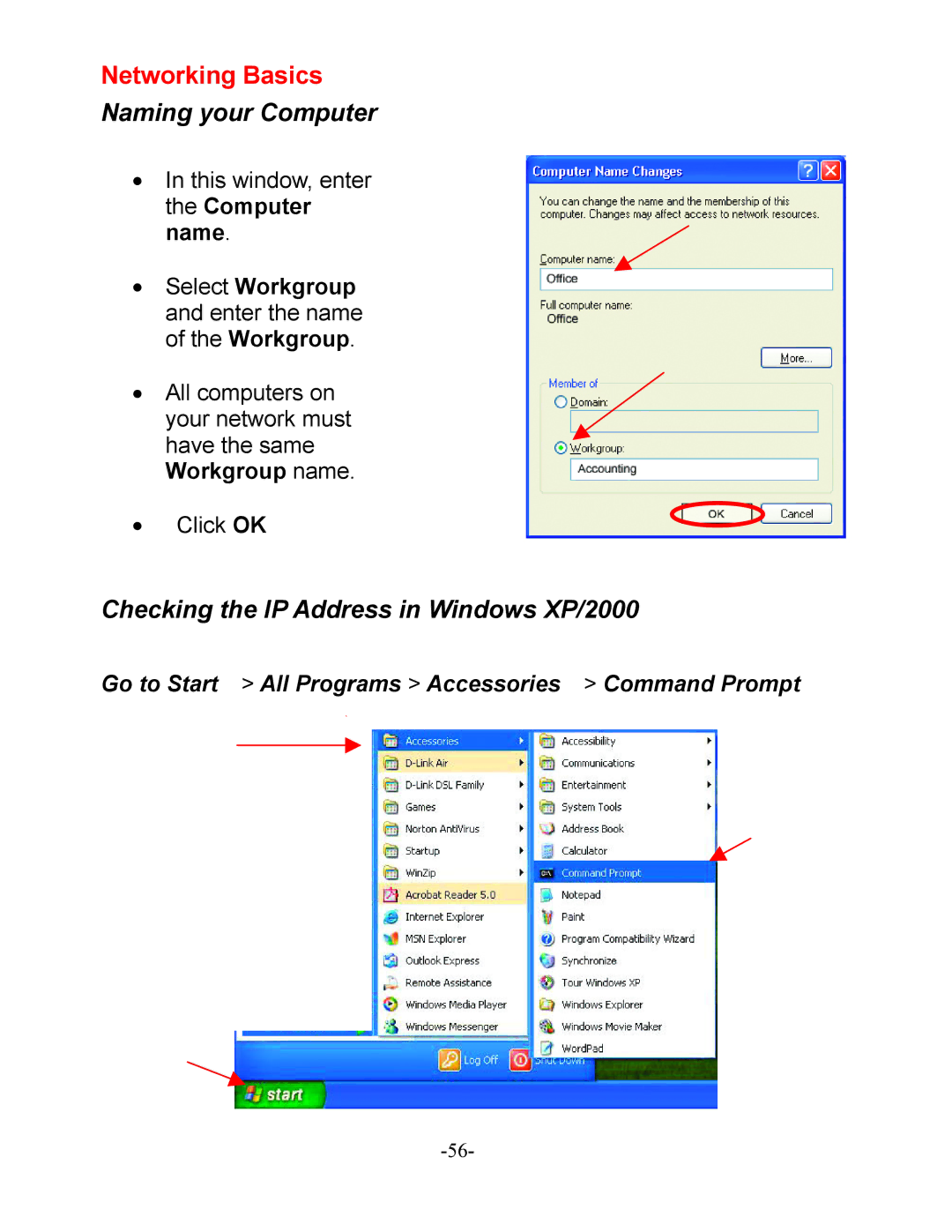 D-Link DI-604 manual Name Select Workgroup and enter the name of the Workgroup 