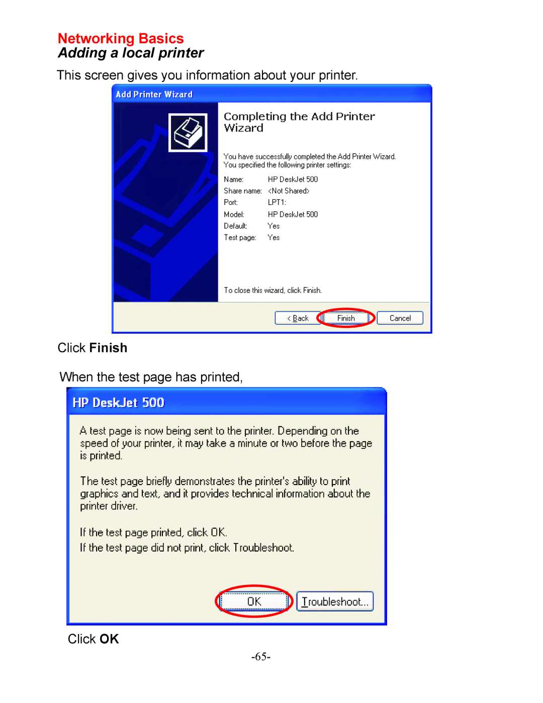 D-Link DI-604 manual Adding a local printer 