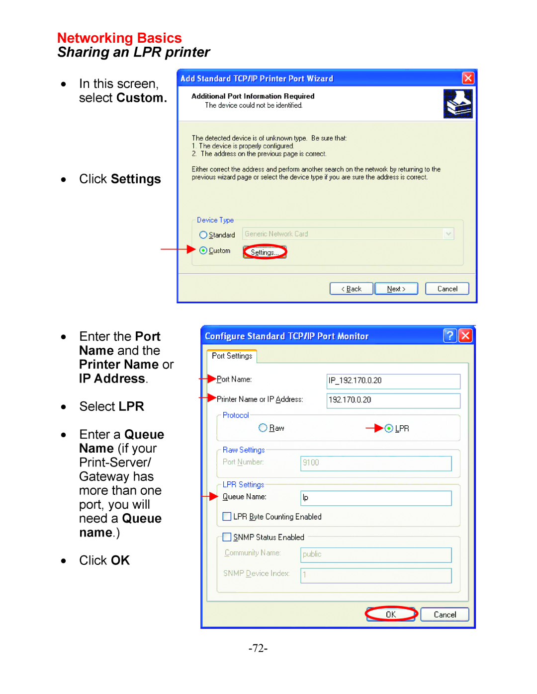 D-Link DI-604 manual Click Settings 